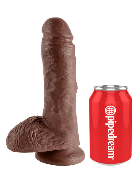 King Cock 8 Inch with Balls - Brown